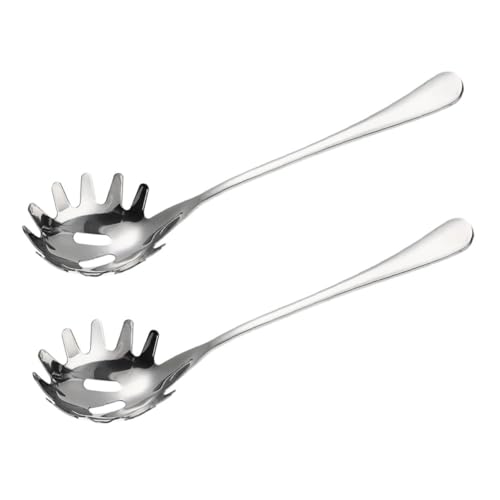 Beatifufu 2 Stück Nudellöffel mit Zähnen Multi Funktionales Spaghetti Utensil für Servieren und Abtropfen von Pasta und Nudeln Langlebig und Robust von Beatifufu