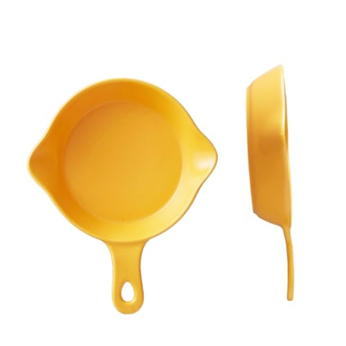 Beatifufu 2 Stück Teiliges Keramisches Backblech mit Griff Hitzebeständig und Spülmaschinenfest Runde Auflaufform für Pasta und Aufläufe Küchenhelfer mit Großem Fassungsvermögen Gelb für von Beatifufu