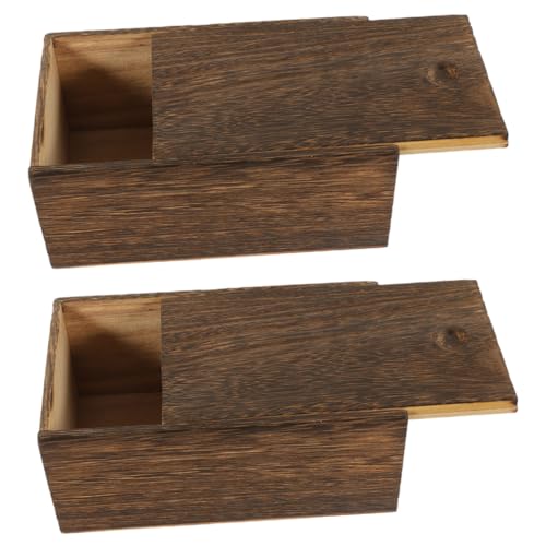 Beatifufu 2 Stück Vintage Holz Schmuckbox mit Praktischem Schiebedeckel Kleine Holzschatulle zur Aufbewahrung von Armbändern Ohrringen und Ketten Leichter Schmuck organizer für Zuhause und von Beatifufu