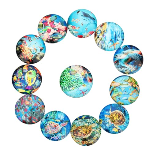 Beatifufu 20 Stück Teiliges Runde Glas cabochons DIY Schmuck Patches mit Farbigem Meeres Motiv Kreative Glas Sticker für Schmuck Uhren Bastelarbeiten Himmelblau von Beatifufu