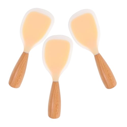 Beatifufu 3 STÜCKE Reislöffel aus Hitzebeständigem Silikon mit Rutschfestem Holzgriff Antihaftbeschichtet und Stehend Spülmaschinenfest zum Servieren von Reis in Haushalt und Küche von Beatifufu
