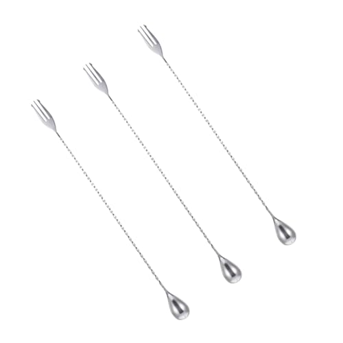 Beatifufu 3 STÜCKE Teiliges Set Edelstahl Bar Rührlöffel mit Langem Stiel Korrosionsbeständig Hitzebeständig Verdrehter Griff für Bessere Kontrolle Geeignet für Cocktails und Bars von Beatifufu