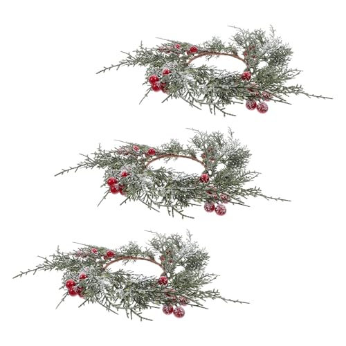Beatifufu 3 Stück Kerzenringe mit Roten Beeren Weihnachtskranz für Stumpenkerzen Festliche Tischdekoration Adventskranz Künstlicher Kranz für Weihnachtsfeiern von Beatifufu