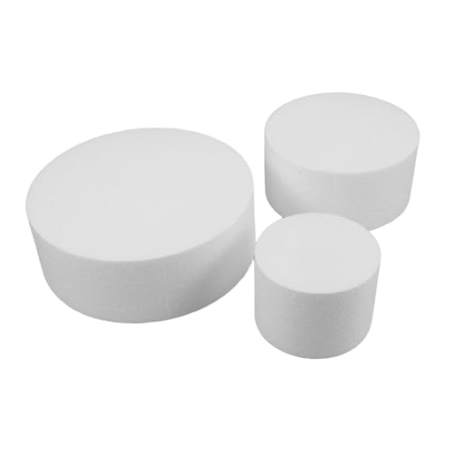 Beatifufu 3 Stück Teiliges Set Runde Schaumstoff Torten Attrappen Hohe Styropor Hochzeitstorten Dummies Vielseitig für DIY Dekoration Übungstorten Geburtstag und Partys Einfache Handhabung von Beatifufu