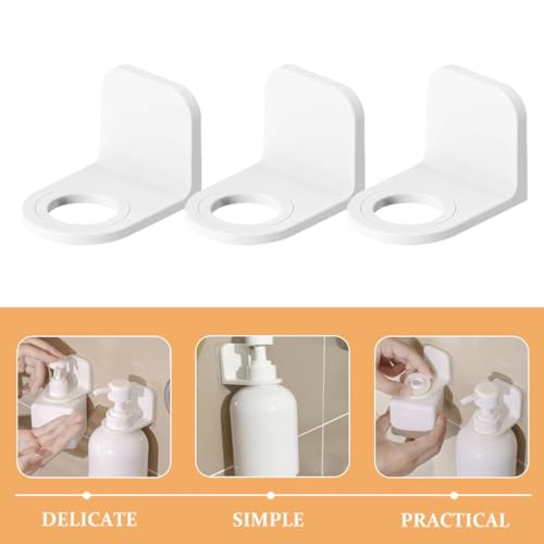 Beatifufu 3 Stück Weißer Flaschenhalter ohne Bohren mit Starkem Kleber Wandmontierter Seifenspender Shampoo Haken für Küche und Bad Passend für Duschgel Lotion und Spülmittel von Beatifufu