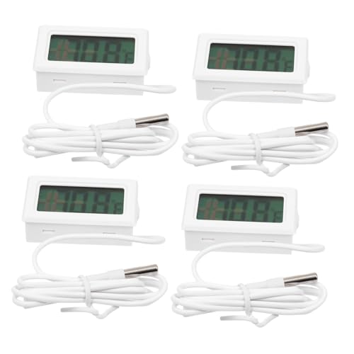Beatifufu 4 Stück Display Thermometer für Aquarien Wasserdichtes Elektronikthermometer für Innenräume Geeignet für Fischtanks Schlafzimmer und Gewächshäuser Weiß von Beatifufu