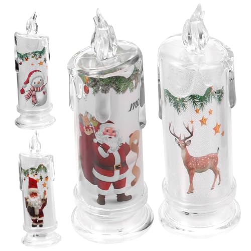 Beatifufu 4 Stück Led Stumpenkerzen Weihnachtsmann-kerze Weihnachtliche Flackernde Kerzen Weihnachtskerzenlichter Flammenloses Flackern Kerzennachtlicht Weihnachtsfeier Schmuck Batterie von Beatifufu