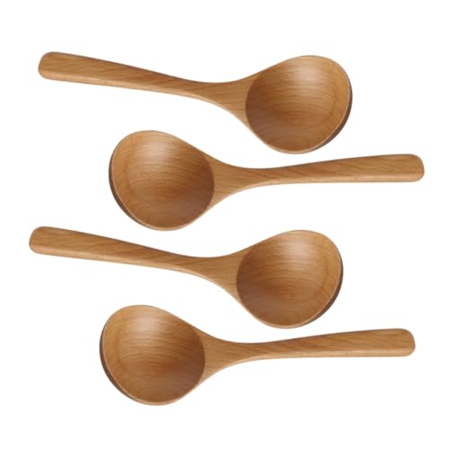 Beatifufu 4 Stück Teiliges Langer Suppenlöffel aus Naturbelassenem Buchenholz Hitzebeständig und Kratzschonend Ergonomisch Geformt für Komfortablen Griff Vielseitig Einsetzbar zum Kochen von Beatifufu