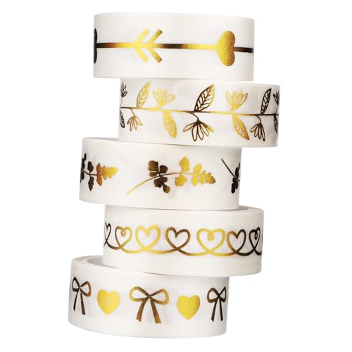 Beatifufu 5 Rollen Folien Klebeband Masking Tape für Scrapbooking Geschenkverpackung DIY Basteln Dekoratives Papierband mit Bronzierter Oberfläche und Reißfestem Material Beatifufu 5 Rollen Folien Klebeband Masking Tape für Scrapbooking Geschenkverpackung DIY Basteln Dekoratives Papierband mit Bronzierter Oberfläche und Reißfestem Material von Beatifufu