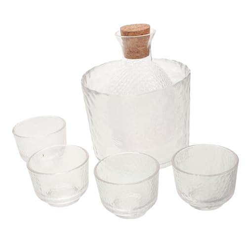 Beatifufu 6 Stück Teiliges Japanisches Sake-set aus Gehämmertem Glas mit Karaffe und Bechern Kältebeständig Stilvolles Design für Zuhause Restaurant und Besondere Anlässe Kunstvolles von Beatifufu
