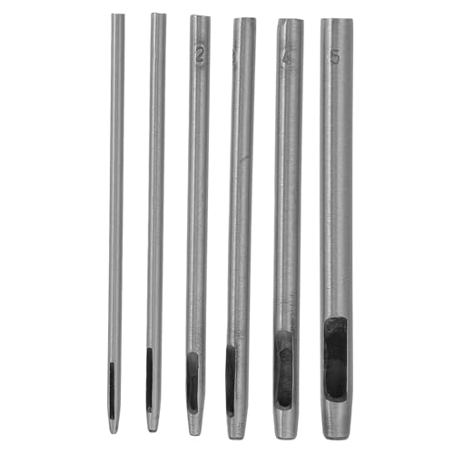Beatifufu 6 Stück leder locher Runde Lederschläge Hole Punch Tool Gürtellochschneider Stanzwerkzeug Hohllochs Stahlhöhle Lederstempel Gürtellochmacher Lederstanze Industriestahl Silber von Beatifufu