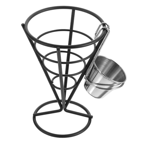 Beatifufu Edelstahl Pommes Frites Halter mit Becher Snack Ständer Kegelförmig Servierkorb für Pommes Hähnchen und Fingerfood Rostfrei Vielseitig für Restaurant Party und Zuhause von Beatifufu