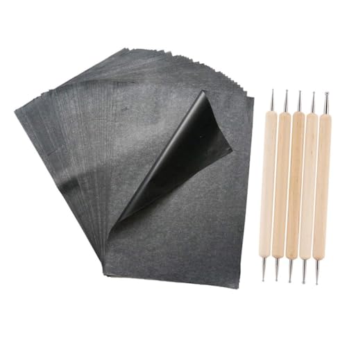 Beatifufu Graphit Kohlepapier mit Schwarzem Transferpapier und Werkzeugen Praktisches Kohlepapier für Kunst Handwerk Durchzeichnen Holz Papier Glas Metall Keramik von Beatifufu