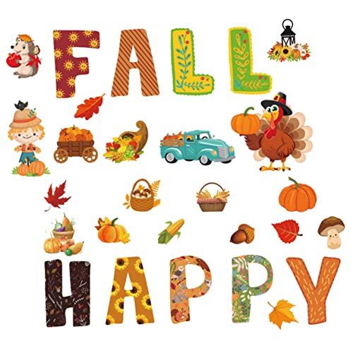 Beatifufu Herbstliche Papier Dekoration Teiliges mit Truthahn Kürbis Sonnenblume und Ahornblättern für Pinnwand und Klassenzimmer Inklusive Klebepunkte Umweltfreundlich und Einfach von Beatifufu