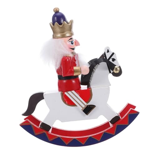 Beatifufu Holz-Holz-nussknackerfigur Reiter Schaukelpferd Miniatur Weihnachtsdeko für Tisch Regal Ablage Langlebig Platzsparend Dekorativ für Festliche Wohnräume und Kreative Geschenkideen von Beatifufu