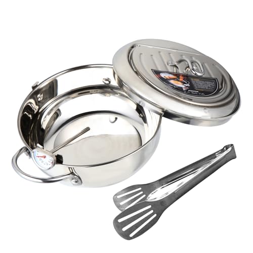 Beatifufu Japanische Fritteuse mit Thermometer Frittierpfanne für Gas und Elektroherde Hochtemperaturbeständig Design für Tempura und Frittieren von Beatifufu