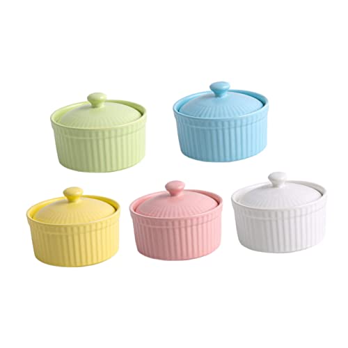 Beatifufu Keramik Backform mit Deckel Bunte Souffléförmchen aus Hochwertiger Keramik Vielseitig Verwendbare Pudding Servierschalen Spülmaschinenfest für Dips Desserts und Beilagen von Beatifufu