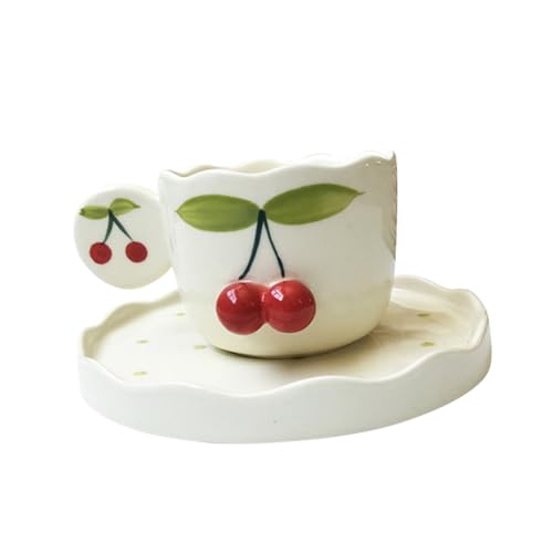 Beatifufu Keramik Milchbecher mit Kirsch motiv Niedlicher Frühstücksbecher für Zuhause und Büro Langlebige Haushalts tasse aus Hochwertiger Keramik Praktische Verwendung für Kaffee und Beatifufu Keramik Milchbecher mit Kirsch motiv Niedlicher Frühstücksbecher für Zuhause und Büro Langlebige Haushalts tasse aus Hochwertiger Keramik Praktische Verwendung für Kaffee und von Beatifufu