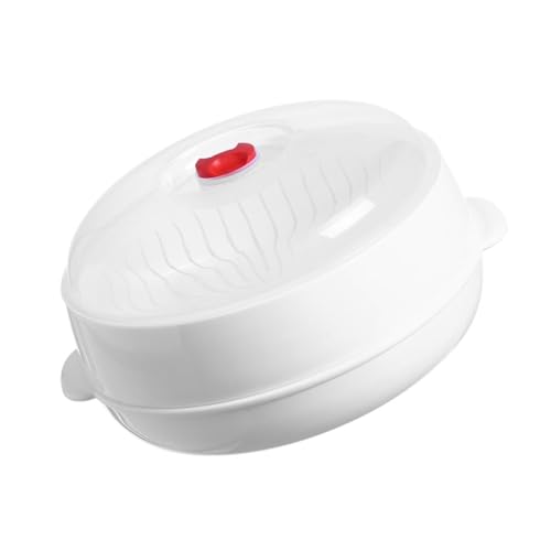 Beatifufu Mikrowellen Dampfgarer Rund mit Deckel Praktischer Küchen Dampfgarer für Reis und Fisch Dampfdurchlässig Mikrowellengeeignet Feuchtigkeitsbewahrend Langlebiges Material Single von Beatifufu