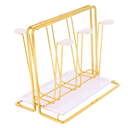 Beatifufu Multifunktionaler Becherständer Haken Rutschfester Boden und Abnehmbarem Abtropfblech Goldfarbenes Tassenregal für Flaschen Gläser und Babyzubehör Robustes Geschirr trockengestell von Beatifufu