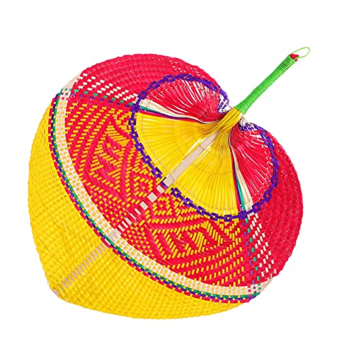 Beatifufu Natürlicher Handgefertigter Fächer Bambus Sommerlicher Wehende Fächer mit Einzigartigem Design für Dekoration und Persönliche Nutzung Rot Gelb von Beatifufu
