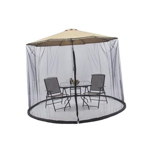 Beatifufu Patio Sonnenschirm Abdeckung mit Moskitonetz und Reißverschluss Uv-schutz Faltbar Einfache Anbringung Insektenschutz für Garten Terrasse Outdoor Schwarz von Beatifufu
