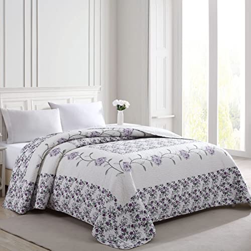 Beatrice Home Fashions Carnation Tagesdecke, gesteppt, mit Blumenmuster, leicht, für alle Jahreszeiten, voll, Lavendel von Beatrice Home Fashions