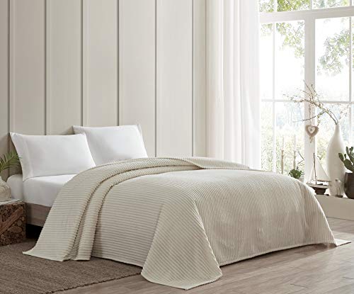 Beatrice Home Fashions Channel Chenille-Tagesdecke, Kingsize, Elfenbeinfarben von Beatrice Home Fashions