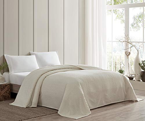 Beatrice Home Fashions Channel Chenille Tagesdecke, Doppelbett, elfenbeinfarben von Beatrice Home Fashions