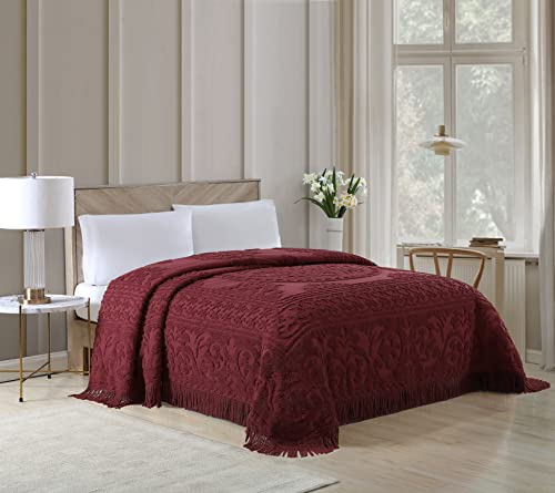 Beatrice Home Fashions Medaillon Chenille Tagesdecke, Doppelbett, Burgunderrot von Beatrice Home Fashions