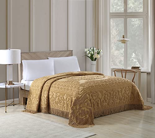 Beatrice Home Fashions Medaillon Chenille-Tagesdecke, Kingsize-Bett, goldfarben von Beatrice Home Fashions