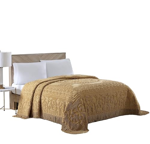 Beatrice Home Fashions Medaillon Chenille-Tagesdecke, Kingsize-Bett, goldfarben von Beatrice Home Fashions