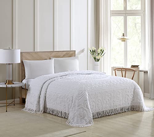 Beatrice Home Fashions Medaillon Chenille Tagesdecke, Queensize-Bett, Weiß von Beatrice Home Fashions