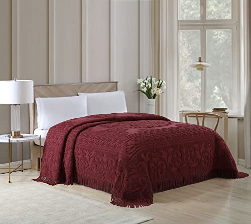 Beatrice Home Fashions Medaillon Chenille Tagesdecke, voll, Burgunderrot von Beatrice Home Fashions