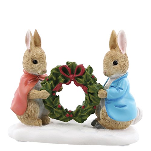 Beatrix Potter A28966 Peter and Flopsy Holding Holly, Resin, Multi, 4 x 0.8 x 0.55000000000000004 cm von Beatrix Potter