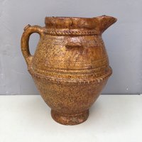 Großer Rustikaler Stil Roter Steingut Tongefäß Salzglasur Wasserkrug von BeauChateauBoutique