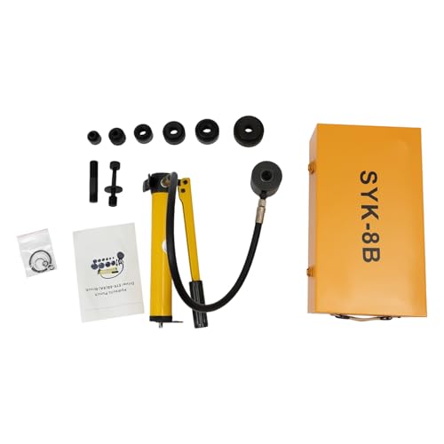 8T Hydraulik Blechstanze Lochstanze, Hydraulischer Ausbrechstempel mit 6 Optionale Matrizen 22-60 mm, Zylinder Hydraulikpumpe Set, für Weicheisenbleche bis 3 mm und Edelstahlbleche bis 1,2 mm von Beaudreaul