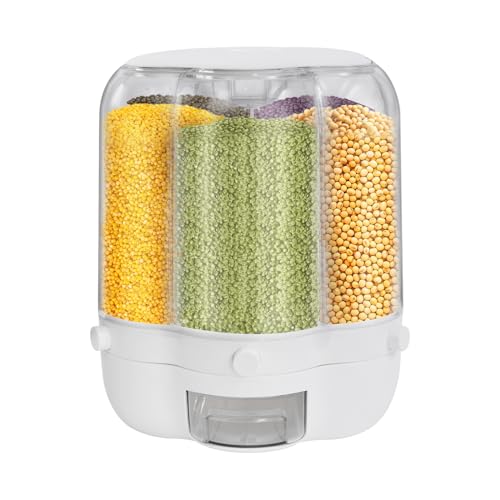 Beaudreaul Drehbarer Müsli-Spender mit 6 Gittern, Müslispender, drehbarer Reisspender, Getreideaufbewahrungsorganisator, 6 drehbare Gitter, PP-Behälter von Beaudreaul