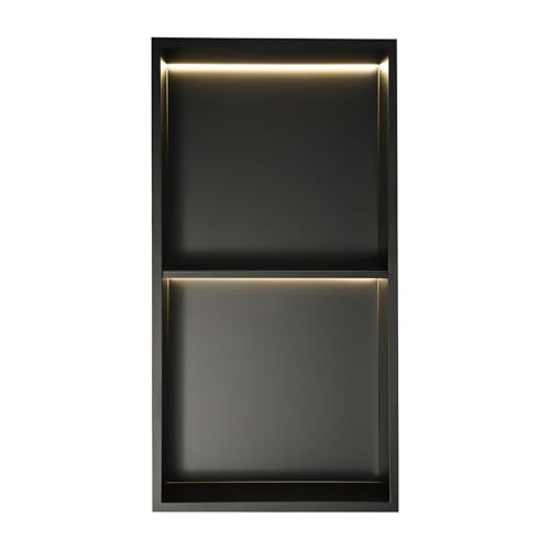 Beaudreaul Duschnische aus Edelstahl 2/3 Stöckige Wandnische mit LED-Licht, Embedded+Wandmontage Dusch Aufbewahrungsregal IP44 wasserdichte, für Badezimmern, Küchen, Toiletten usw (12x24in) von Beaudreaul