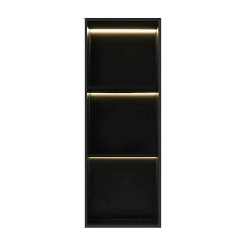 Beaudreaul Duschnische aus Edelstahl 2/3 Stöckige Wandnische mit LED-Licht, Embedded+Wandmontage Dusch Aufbewahrungsregal IP44 wasserdichte, für Badezimmern, Küchen, Toiletten usw (12x36in) von Beaudreaul