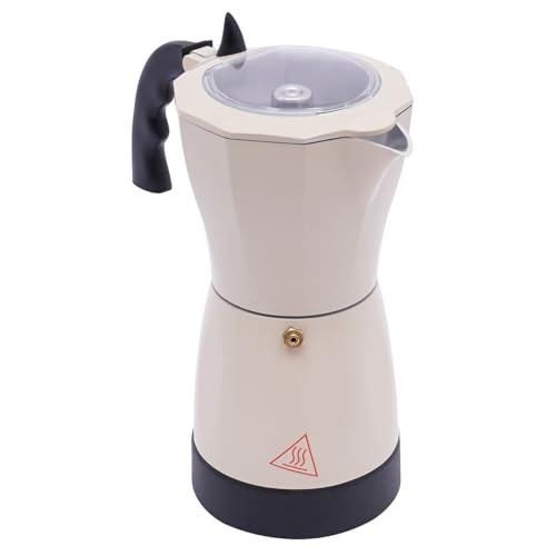 Beaudreaul Elektrischer Espressokocher 480W Kaffeekocher mit Basis 300ML Base 360° Rotatable Espresso-Kocher Abnehmbare Espressomaschine, für Familien, Versammlungen, Cafés, Büros usw (Cremeweiß) von Beaudreaul