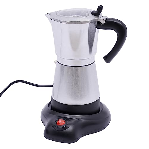 Beaudreaul Elektrischer Espressokocher 480W Kaffeekocher mit Basis 300ML Base 360° Rotatable Espresso-Kocher Abnehmbare Espressomaschine, für Familien, Versammlungen, Cafés, Büros usw (Silber) von Beaudreaul