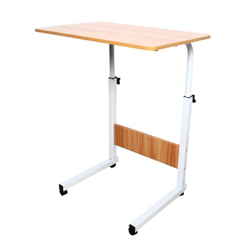 Beaudreaul Laptoptisch mit Rollen 60x40cm Klapptisch Laptop Tisch Höhenverstellbarer 70-90cm Tisch für Bett Mobiler Schreibtisch Tragfähigkeit 15kg, für Schlafzimmern, Wohnzimmern, Schlafsälen usw von Beaudreaul