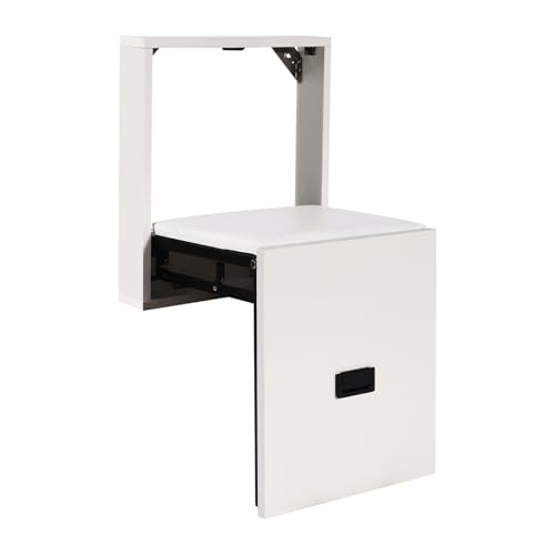 Beaudreaul Wandklappstuhl 35.5 * 36.5 cm Hocker Klappbar Schuhwechselhocker, Tragbarer Klapphocker Gesamtbelastbarkeit 150kg Klappsitz, für Schnelle Schuhwechsel oder Ruhepausen (Reines Weiß) von Beaudreaul
