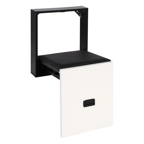 Beaudreaul Wandklappstuhl 35.5 * 36.5 cm Hocker Klappbar Schuhwechselhocker, Tragbarer Klapphocker Gesamtbelastbarkeit 150kg Klappsitz, für Schnelle Schuhwechsel oder Ruhepausen (Schwarz&Weiß) von Beaudreaul