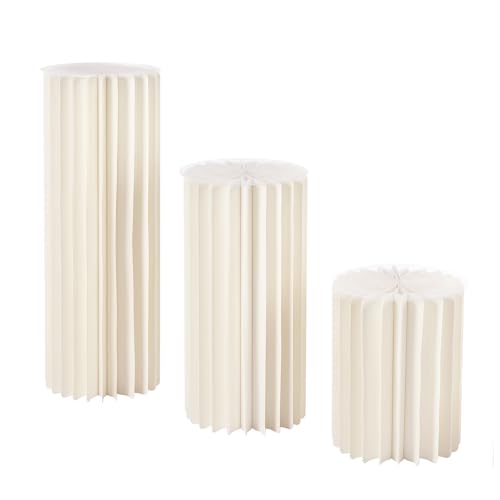 Karton Blumen Ständer 3 Stück Papier Blumen Ständer Rund Hochzeit Mittelstücke Deko Säulen Faltbarer Blumenständer Dekosäule Display Tragfähigkeit 50kg Weiß 40cm 60cm 80cm von Beaudreaul