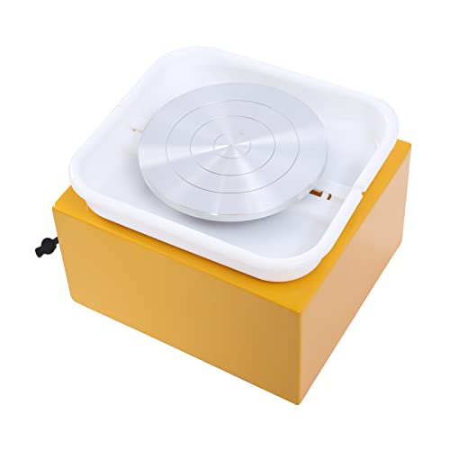 Mini Elektrisch Töpfermaschine 24W 2000 U/min Keramikradmaschine Einstellbare Richtung und Geschwindigkeit Töpferscheibenmaschine Pottery Set, für Töpferbar, Baumarkt oder Heimgebrauch, Gelb von Beaudreaul