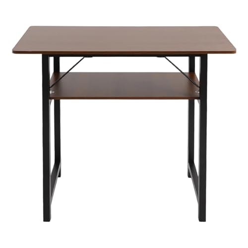 Schreibtisch 2 Ebenen Heimbüro Schreibtisch mit Lagerregal Computertisch Moderner Minimalist Bürotisch 20kg Belastbarkeit, für Wohnzimmer, Schlafzimmer, Büros usw (Schwarz+ Dunkle Eiche) von Beaudreaul