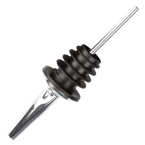 Beaumont Tom Dyer TD105-30 Professionelles Spirituosenausgießer-Set (12er-Pack), Schwarz und Silber, mittlere Ausgießgeschwindigkeit, verchromtes Messing, Gummistopfen, CK509 von Beaumont