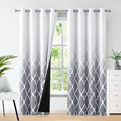 Beauoop Grau Blickdicht Vorhänge mit Farbverlauf Geometrische Fliesendruck Muster Lichtundurchlässige Vorhang mit Ösen VerdunkelungsVorhänge für Schlafzimmer Wohnzimmer 2er Set, 132 x 245 cm (HxB) Beauoop Grau Blickdicht Vorhänge mit Farbverlauf Geometrische Fliesendruck Muster Lichtundurchlässige Vorhang mit Ösen VerdunkelungsVorhänge für Schlafzimmer Wohnzimmer 2er Set, 132 x 245 cm (HxB) von Beauoop